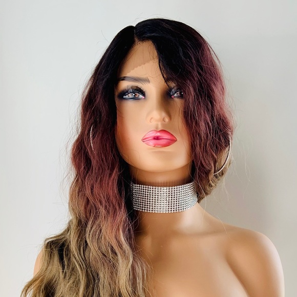 Gorgeous 28” Toffee Brown Premium Fiber Lace Front Wig - Picture 6 of 15